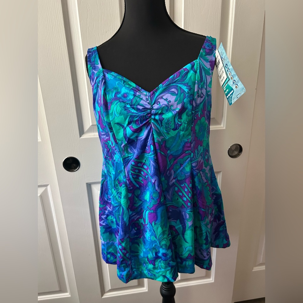 Vibrant Blue and Purple Floral Swimsuit